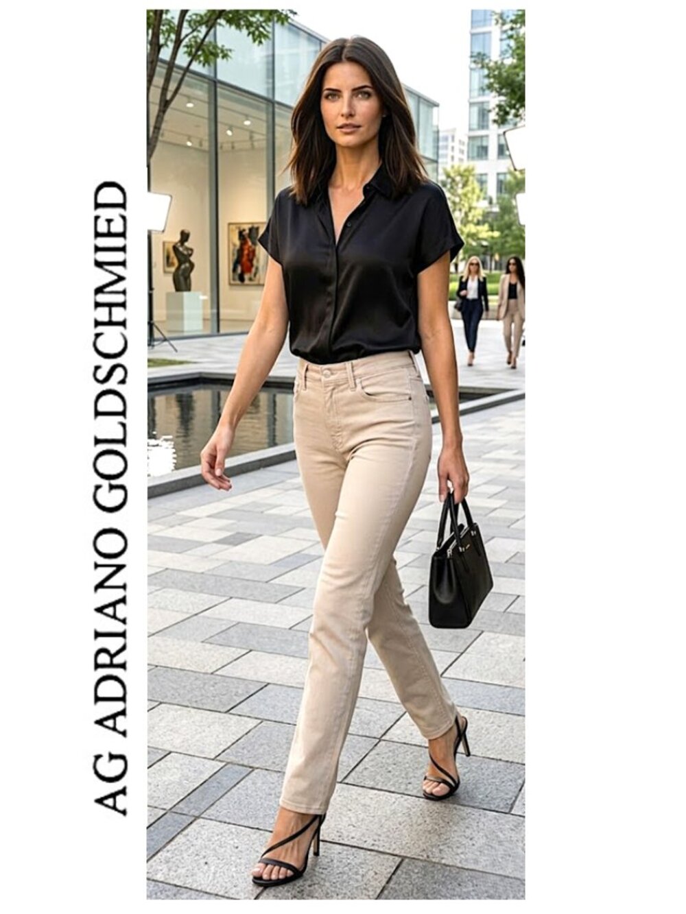 AG ADRIANO GOLDSCHMIED - Cotton blend tan colour jeans